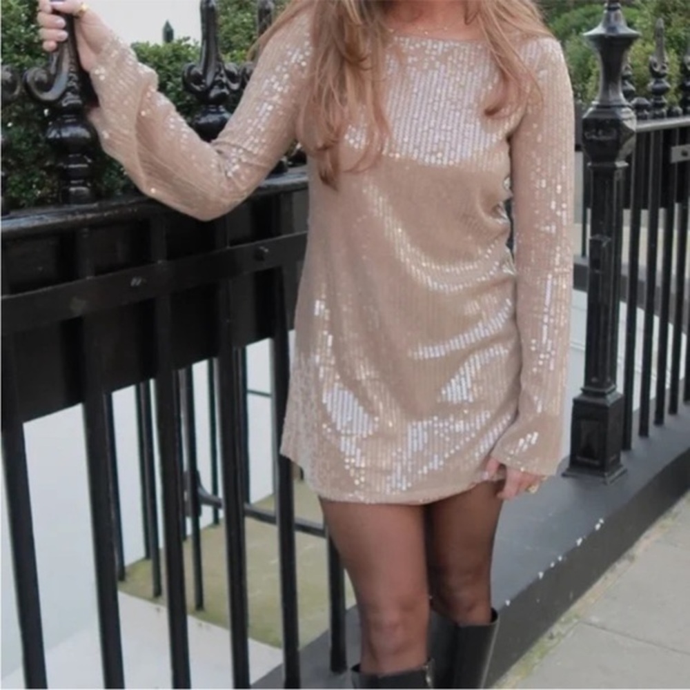 Reformation Sereia Dress in Champagne Sequin